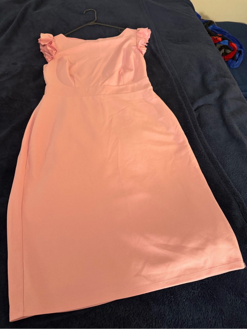 Pink Ruffle Sleeve Women's Dress